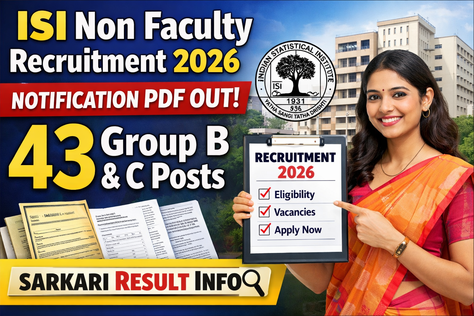ISI Non Faculty Recruitment 2026 - Result Sarkari